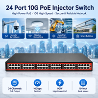 Inyector PoE IEEE802.3bt con Salida de 90W por Puerto, 1G/2.5G/5G/10G, Inyector PoE++ de 24 Canales para Montaje en Rack, 900W