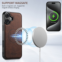 SUTENI untuk iPhone 18 Pro Max Casing Ponsel Pengisi Daya Nirkabel Magnetik Pita Elastis Tempat Kartu Penyangga Kulit Imitasi 17 16 Plus 15 14 13
