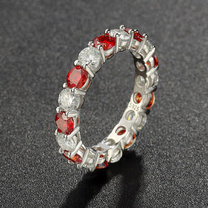 Bague unisexe en argent sterling avec moissanite ronde à 30 points, entièrement sertie de diamants, simple, légère et luxueuse, cadeau <span class=keywords><strong>d</strong></span>'anniversaire - Product Image 3