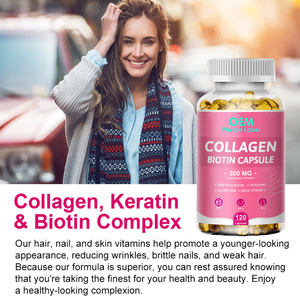 Capsules de collagène multi-composants OEM 200MG avec 3000MCG de biotine et 50MG de vitamine C favorisant la santé des cheveux, de la peau et des ongles - Product Image 5