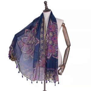 Nouvelle Mode Femmes Dames En Mousseline De Soie Floral <span class=keywords><strong>Plume</strong></span> Écharpe Doux Confort Plage Vacances Wrap Longues Châle Filles - Product Image 4