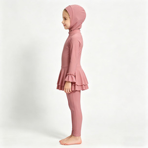 Kids Muslim Burkini 3-Piece Swimsuit Full Coverage <b>Modest</b> Swimwear <b>Set</b> Long Sleeve Matching Hijab For Girls - Product Image 6