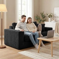 Canapé-lit Gunmin moderne en velours côtelé, fauteuil pouf avec rangement, écologique, durable, design une place, pour adultes, appartement, école