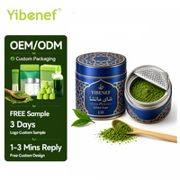 Poudre de thé vert matcha Yibenef en vrac, boîte de 30g, étiquette privée, emballage personnalisé pour marque de thé, vente en gros, service OEM ODM