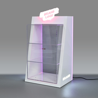 Support de présentation de tabac en acrylique poli moderne APEX à 3 niveaux avec rangement verrouillable et éclairage LED