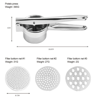 2026 Fruit- en groentegereedschap Knoflookpers Aangepaste aardappelstamper Puree pers Roestvrijstalen knoflookpers