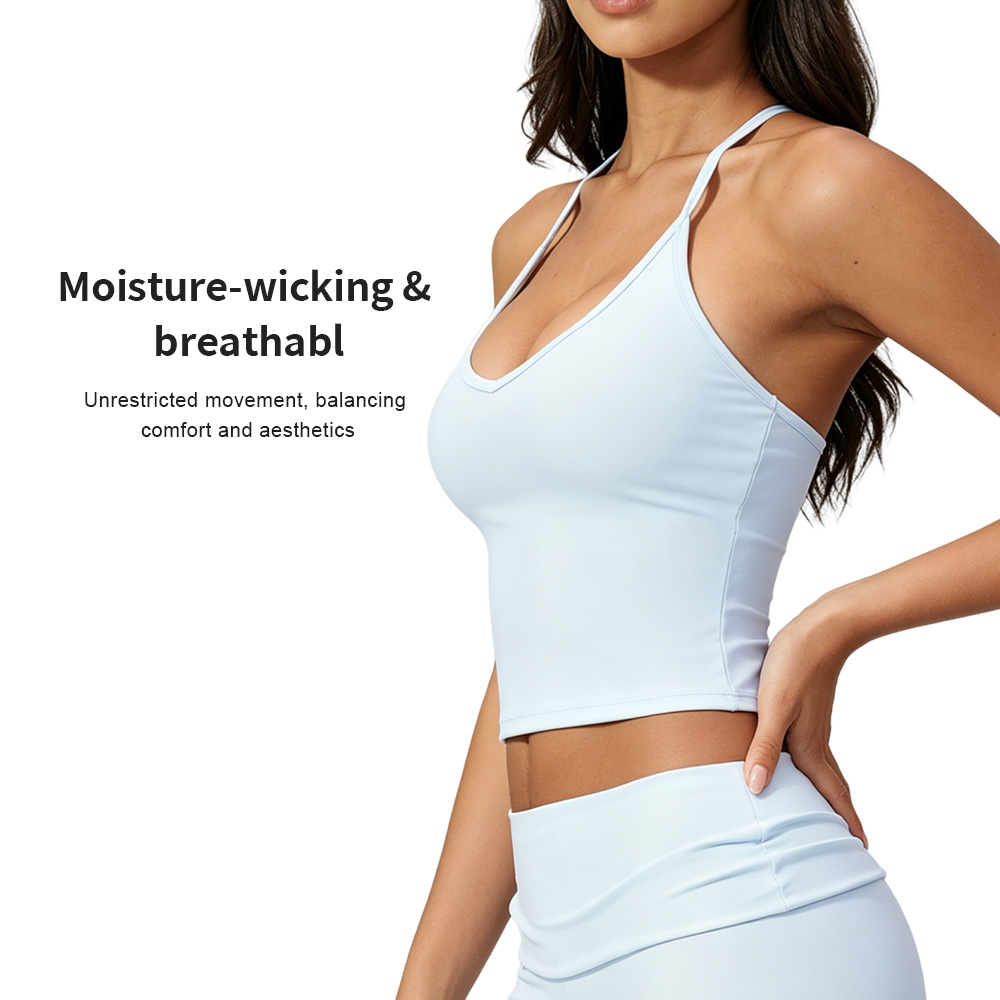 Women's Cutout Back Sports Top Breathable Lightweight Yoga Vest with Four-Way Stretch Medium Support Gym Apparel Low MOQ