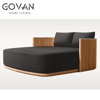 Chaise longue double extérieure Nouveau design Style moderne Hôtel Patio Bois de teck massif Daybed de loisirs