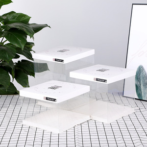 Clear Acetate Bakery Packaging Clear Border flat shipping Boxes for Wedding Cake caja para torta birthday cake gift package