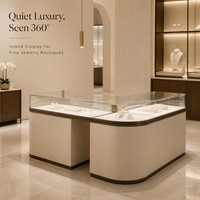 Vitrine à bijoux en verre commercial avec éclairage LED, cadre en acier inoxydable, vitrine durable sur mesure pour bijouterie