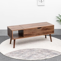 Table basse élévatrice vintage du milieu du siècle Design moderne vieilli avec rangement caché meubles de maison en bois extensibles