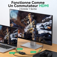 Commutateur HDMI 2.0 bidirectionnel Xput 2X1, prend en charge la vidéo 4K 60Hz 3D 1080P HDTV, 1 entrée 2 sorties, 2 entrées 1 sortie pour moniteur