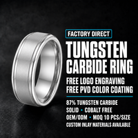 Cincin Pria Tungsten Carbide PVD Multi Warna 9mm Satin Double Groove Comfort Fit Logo Kustom Produsen OEM ODM