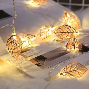 2米10LED花环灯串电池电源叶子风格圣诞情人节客厅花园LED灯串装饰