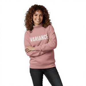 Sudadera de cuello redondo para mujer, color rosa, manga larga, de algodón tejido, con estampado de letras y diseño frontal variado, para otoño. - Product Image 1