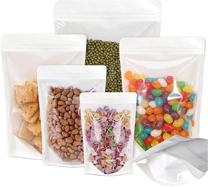 Sachet Doypack en papier kraft blanc avec fermeture éclair, personnalisable avec logo, pour poudre, vente en gros - Product Image 1