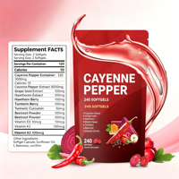 QEM Capsules Molles de Poivre de Cayenne 240 Pièces Soutien Naturel Vitaminique pour les Veines, le Cœur, les Artères, Vitamines D3 K2, Pépins de Raisin, Aubépine, Betterave