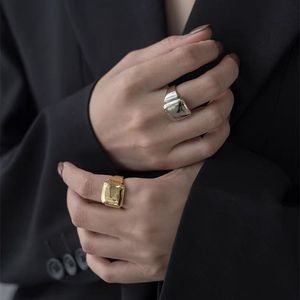S925 Pure Silver Geometric Square <b>Ring</b> Open <b>Adjustable</b> Unisex Everyday Wear Jewelry - Product Image 5