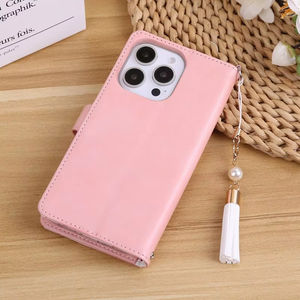 Moda flor perla borla colgante <span class=keywords><strong>Correa</strong></span> Flip cartera cuero teléfono cubierta para iPhone 12 13 14 15 Pro 16 Plus 17 Pro Max Air - Product Image 2