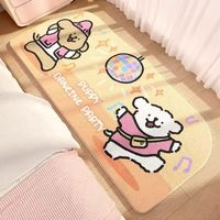 Tapis de Chevet en Peluche Alien Dessin Animé Haut de Gamme en Polyester Fausse Cachemire pour Chambre de Fille Résistant au Froid et à la Saleté pour Baie Vitrée