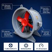 Ventilateur axial à pales en acier à faible bruit et à économie d'énergie, avec carter à bride filigranée, 4 pouces # -10 #   Silencieux 380V pour le contrôle du bruit avec roulement à billes