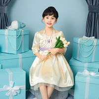 Neues rotes Pailletten-Prinzessinnenkleid mit Schleife für Mädchen, Halloween, Weihnachten, Party, Hochzeit, lange Ärmel