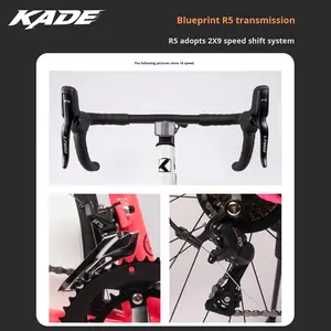 Vélo de route pour adultes avec <span class=keywords><strong>cadre</strong></span> en aluminium, vélo de <span class=keywords><strong>course</strong></span> urbain pour hommes et femmes, 18 vitesses, frein à disque double, fourche à suspension libre, Bicicleta - Product Image 2