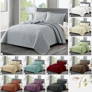 Kwaliteit Voorkeur 3 Stuks Microfiber Ultrasone Gewatteerde Bedhoes Set Luxe Blad Patroon Dekbed Met Polyester Vulling - Product Image 3