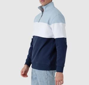 New Fashion Quater Zipper <strong>Hoodie</strong> <strong>Men</strong> <strong>Orange</strong> Plain Pullover 1/4 Zip Funnel Neck Sweatshirt - Product Image 5