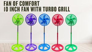 Ventilador de pie eléctrico industrial 10 pulgadas Turbo Grill 5 HOJA DE PLÁSTICO completamente a color 110V - Product Image 2