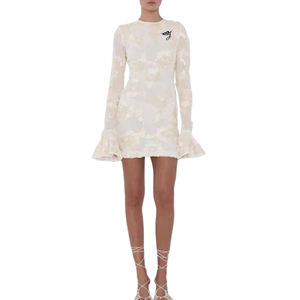 SMO robes de soirée de luxe pour femmes blanc <span class=keywords><strong>Chic</strong></span> motif floral Sexy Style rond taille naturelle méthode tissée - Product Image 3