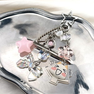 Collier de perles Chat Blanc Cartoon <span class=keywords><strong>Hatchi</strong></span> Wali, style Soft-girl rose, cœur-fleur, alliage, style pastoral, porte-clés en acrylique - Product Image 3