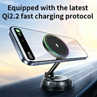 Support magnétique N52 en métal et TPU à ventouse pour tableau de bord, bureau et camion, avec chargeur de voiture sans fil 25W personnalisé OEM