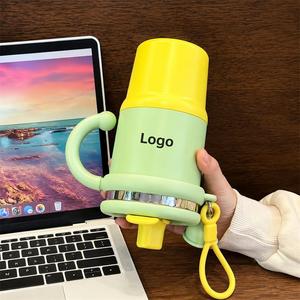 Gobelet isotherme en acier inoxydable mignon avec poignée et couvercle pour enfants, voyage, 600 ml - Product Image 6