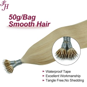 FH Vendeur en gros de tissus teints # Extensions de cheveux humains 1001 Flexible F-tip Straight European Hair Nano Rings Tips - Product Image 3
