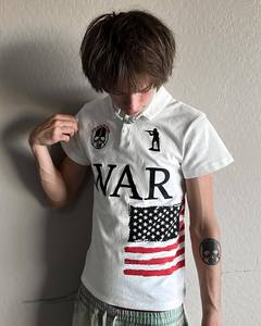 Camiseta Polo Unisex de Verano con Bordado 3D de Letras de Poliéster, Estilo Europeo y Americano, Paz Mundial - Product Image 1