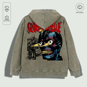 Sudadera con Capucha 100% Algodón Lavado con Estampado Gráfico de Calavera Cibernética de Estilo Vanguardista, Varios Colores - Product Image 4