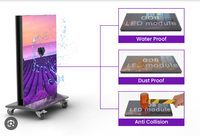 Écran LED vertical pliable double face de 200 cm pour affichage publicitaire, intérieur/extérieur, P1.86 P2 P2.5 2.5mm