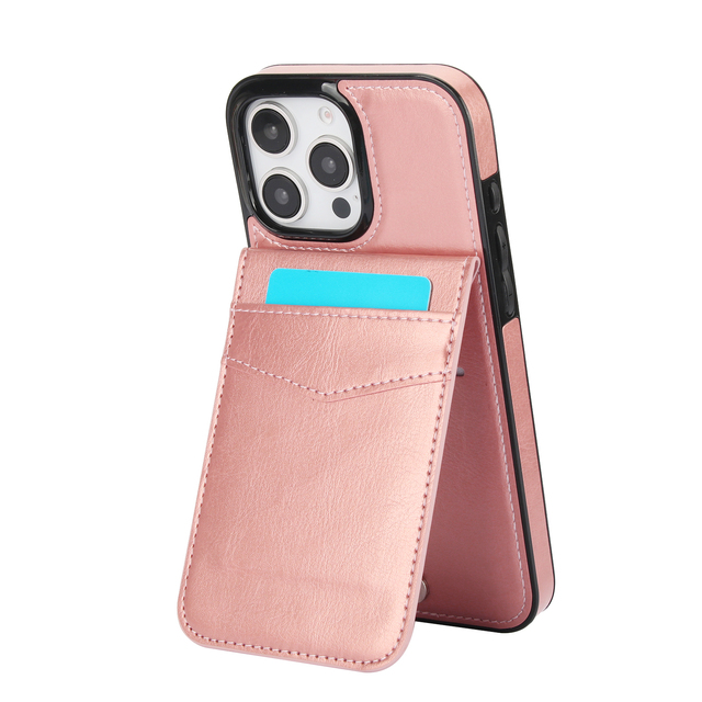 TPU Card Holder Magnetic Crossbody Wallet Cover Phone Case for 17/16/15 Pro Max Multi-Functional Stand Anti-Slip