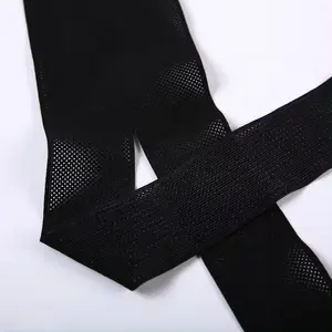 Tela de banda elástica de refuerzo negro Jacquard de alta tenacidad para tirantes ropa de ciclismo