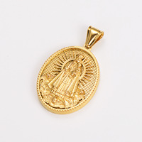 Liontin Kalung Anak-Anak Bahan Stainless Steel, Medal Amulet Virgin Del Carmen, Gaya Vintage Trendi, Perhiasan Kristen Katolik