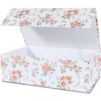 Boîte cadeau en carton rose à motifs floraux LFBOX avec couvercles magnétiques, 1 paquet |   Grandes boîtes de demande en mariage pour demoiselles d'honneur 13.8x8.3x4.4 Boîte rectangulaire pour mariage