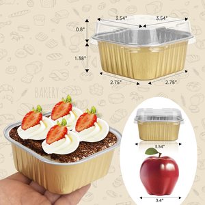 Moule carré en aluminium doré de 150 ml pour flan, mini-cupcakes et glaces – Contenant de cuisson en feuille d'aluminium – Vente chaude - Product Image 3