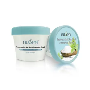 NUSPA-exfoliante de menta orgánico para el cuero cabelludo, masaje de sal marina, champú antipicazón