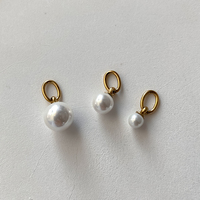 EMANCO 3 breloques en perles d'imitation cultivées avec anneaux de jonction en acier inoxydable pour colliers et boucles d'oreilles pour femmes