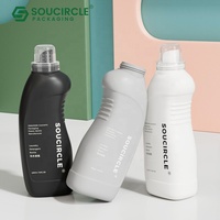 Bouteilles en plastique HDPE de 1000 ml de forme irrégulière, fabriquées en usine, adaptées pour les détergents lessiviels anti-fuite, avec bouchon gradué.