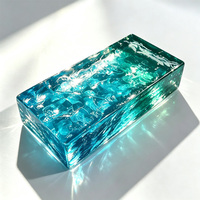 Brique de verre cristallin colorée à fusion à chaud, bloc de verre transparent à motif glace, briques de verre artistique pour murs extérieurs paysagers