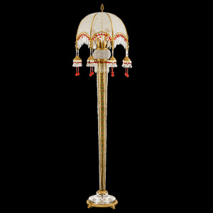 Luxury European Crystal Beads Floor <strong>Lamp</strong> with Copper <strong>Tall</strong> Corner Standing Led Night Light for <strong>Living</strong> <strong>Room</strong> &amp; Study - Product Image 6