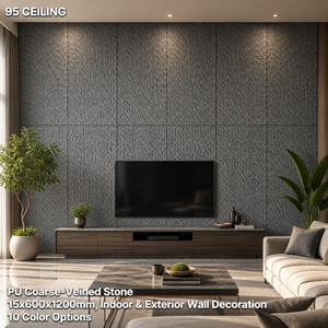 Paneles de Pared con Textura de Piedra Rugosa de PU para Interiores, Revestimiento de Pared con Líneas Decorativas para Paredes de Loft y Dúplex - Product Image 1
