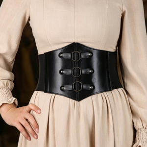 Cinturón <span class=keywords><strong>de</strong></span> Corsé <span class=keywords><strong>de</strong></span> Cuero Sintético, Cinturón Metálico Estilo Steampunk para Renacimiento, LARP y Cosplay Gótico - Product Image 1